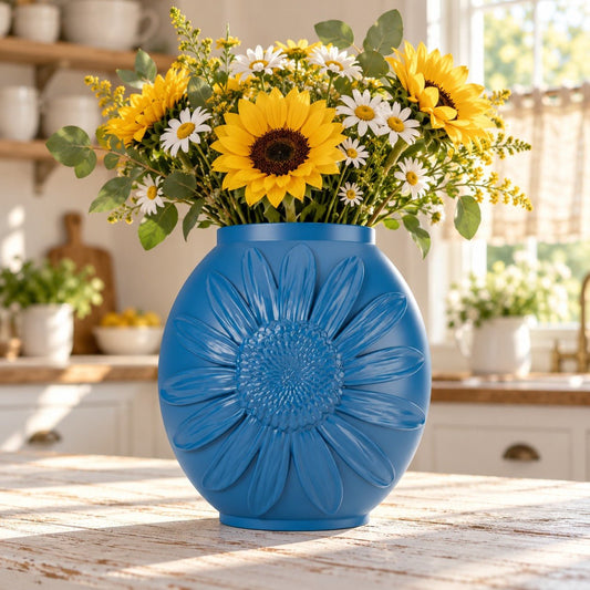 Sunflower Relief Vase – Modern Sculptural Vase - Northern Foundry
