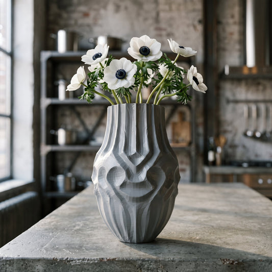 Tepoca Carved Face Vase – Modern Sculptural Flower Vase - Northern Foundry