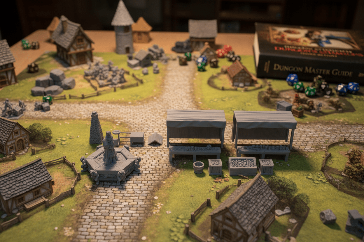 The Market Square | Exterior Tabletop Village Terrain | Fat Dragon Games Dragonshire Series - Northern Foundry