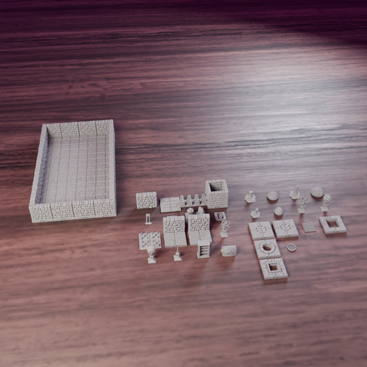 Trap Tile Pack, assembled set on a wooden table