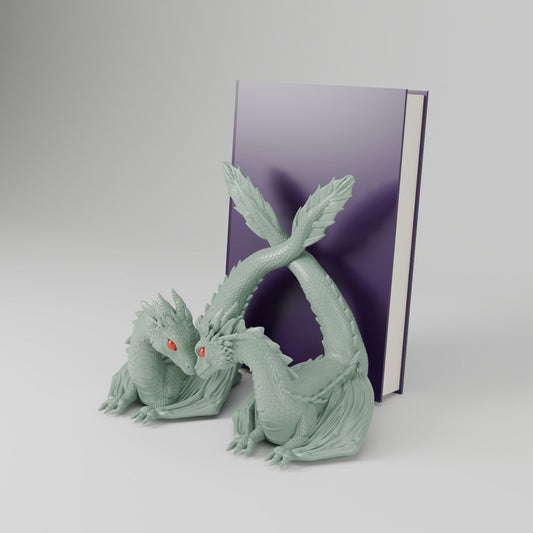 Twin Flame Dragon Book Display – Two Dragons Holding Up Your Book - Northern Foundry