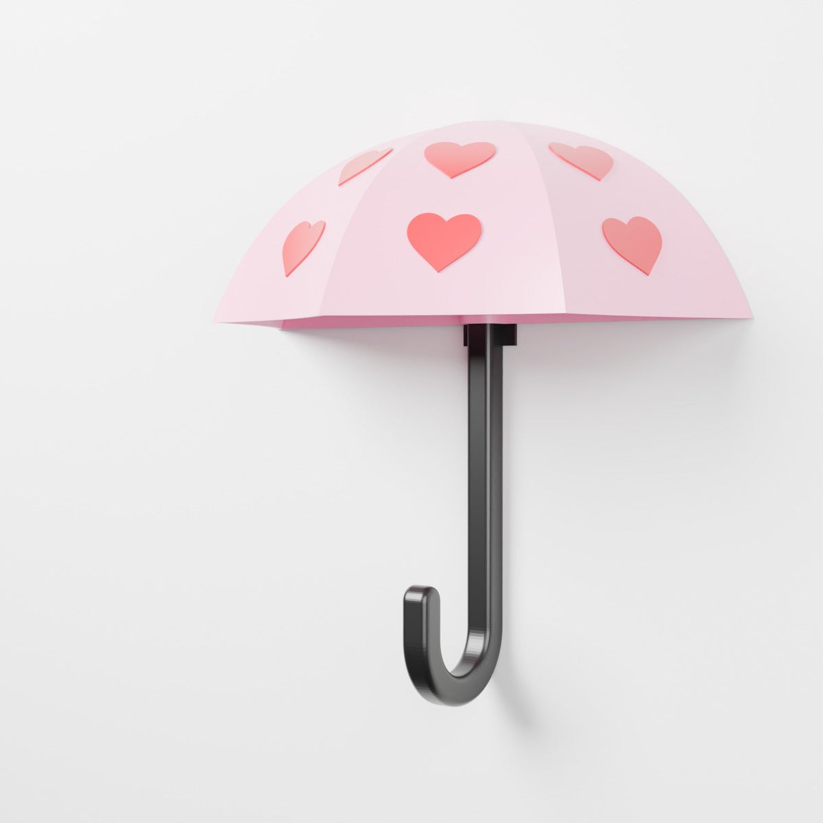 Umbrella With Hearts Wall Hook – Cute Key Holder, Leash Hook and Wall Decor - Northern Foundry