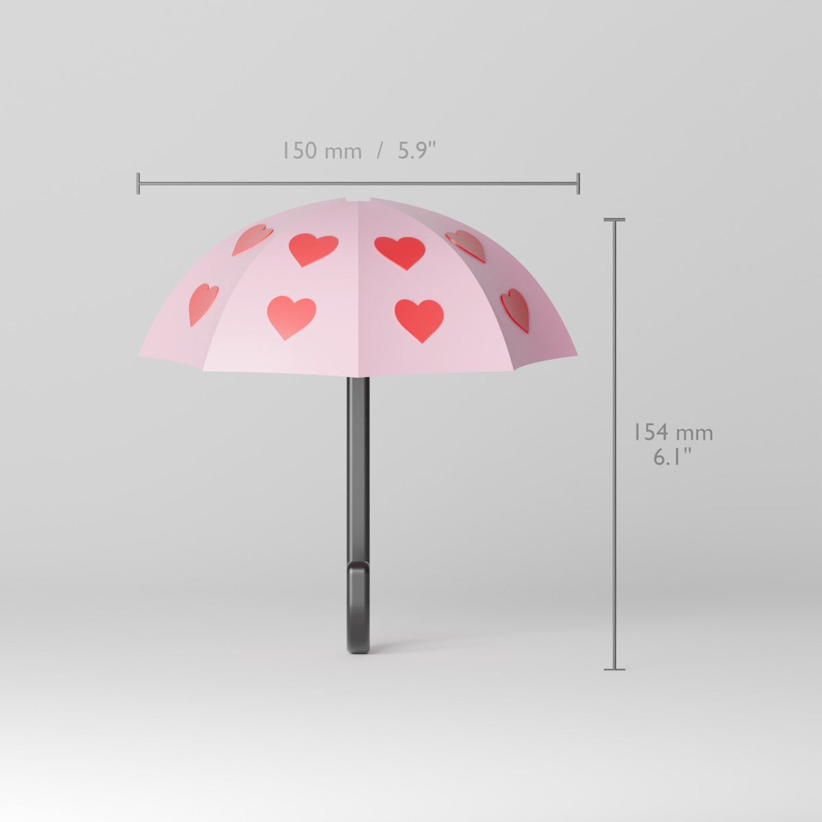 Umbrella With Hearts Wall Hook – Cute Key Holder, Leash Hook and Wall Decor - Northern Foundry