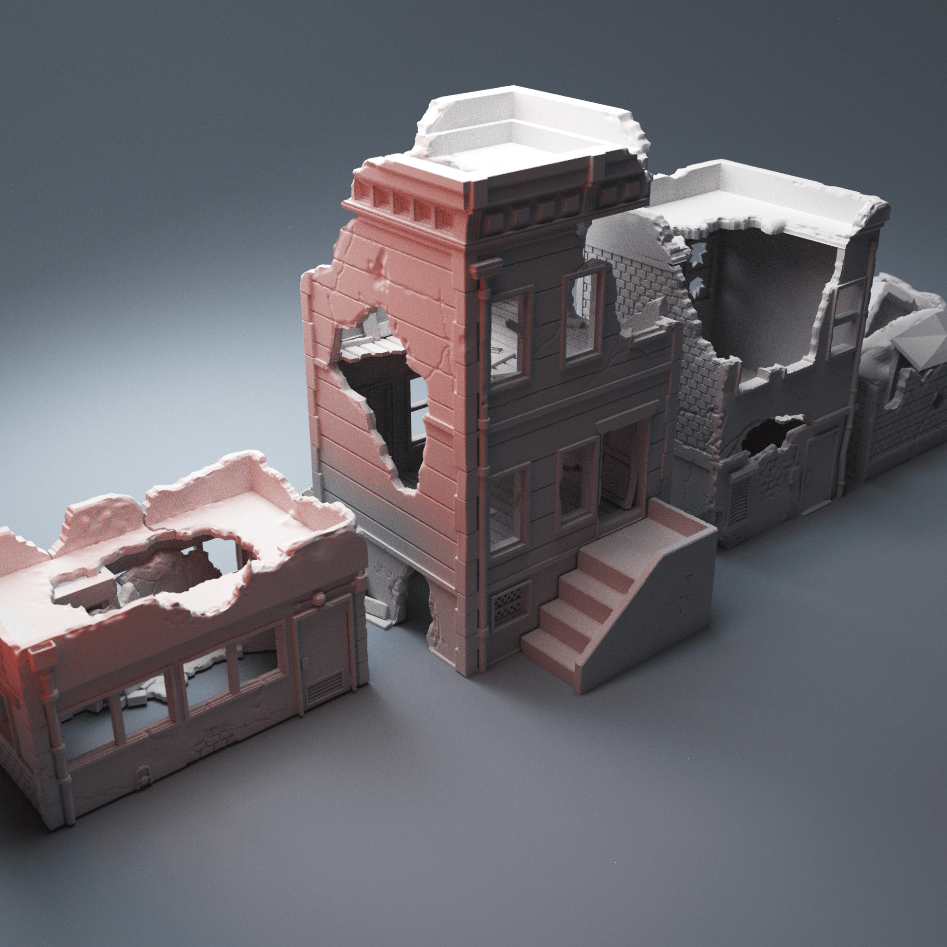 Urban Ruined Buildings Bundle – 4 Post-Apocalyptic Structures (28mm/40mm) - Northern Foundry