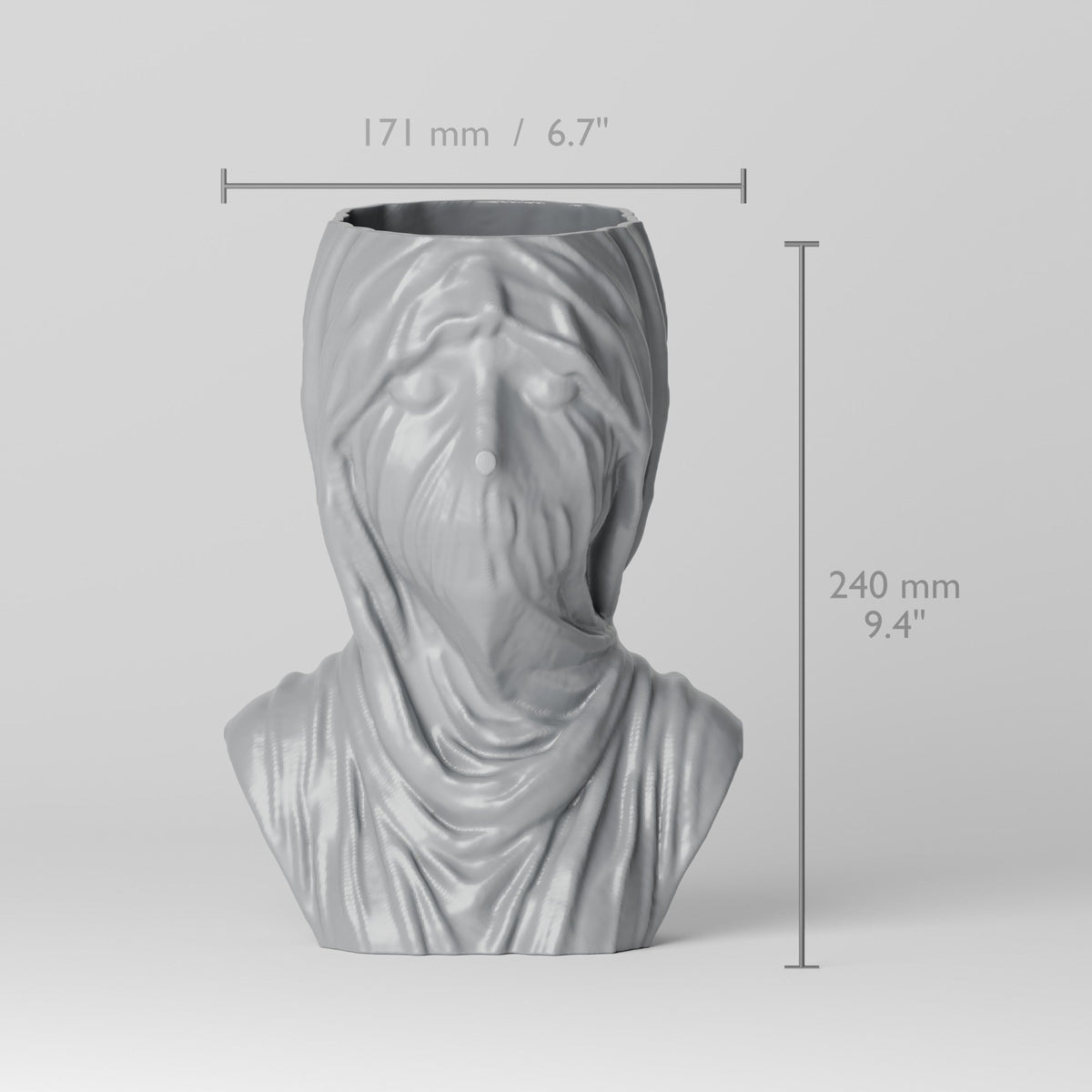 Veiled Face Bust Vase – Gothic Draped Decor - Northern Foundry
