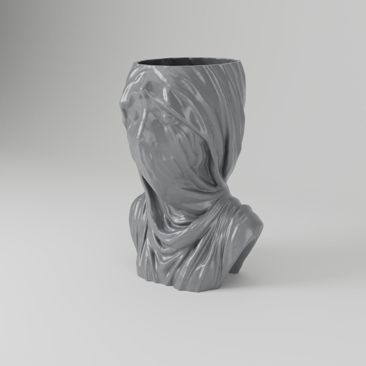 Veiled Face Bust Vase – Gothic Draped Decor - Northern Foundry