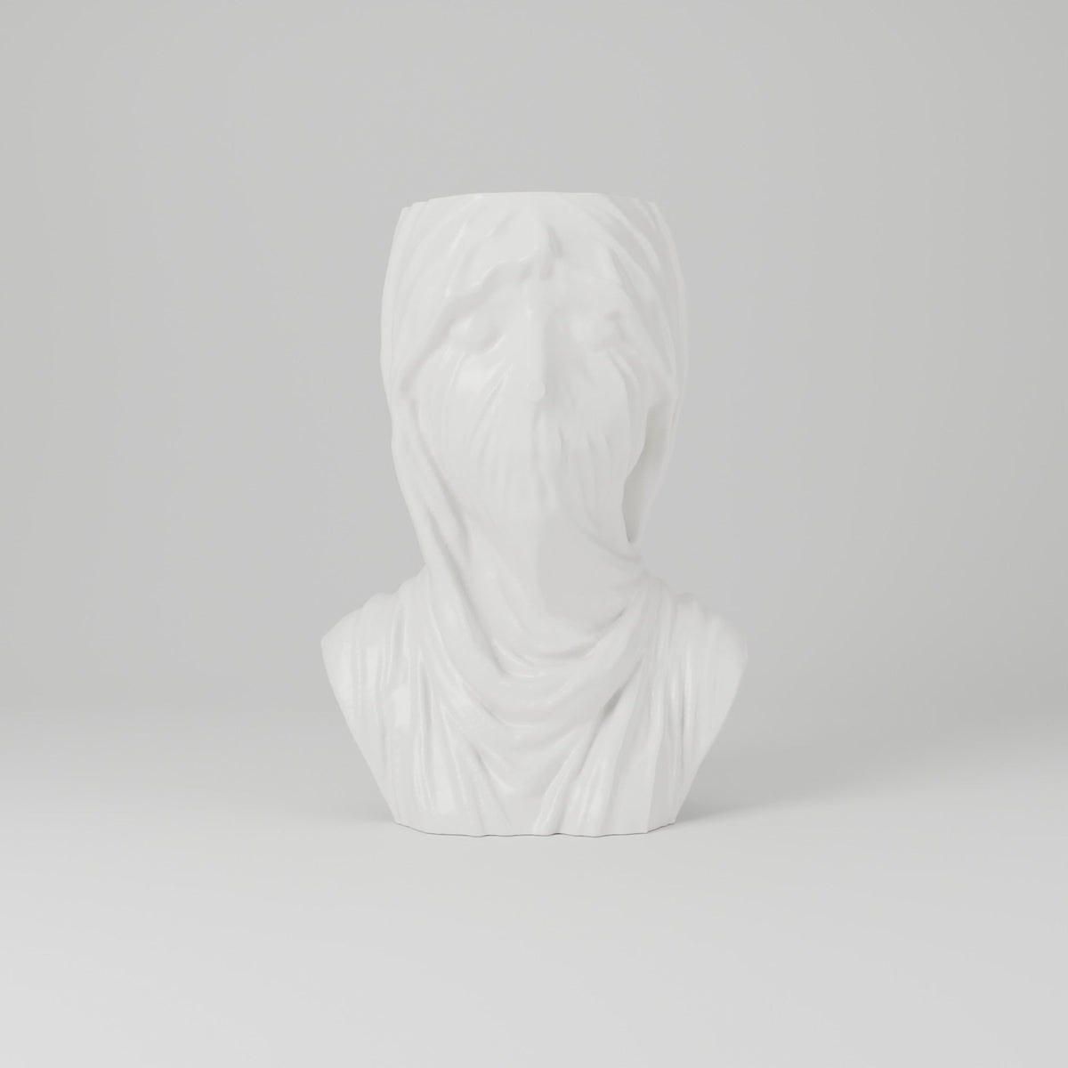 Veiled Face Bust Vase – Gothic Draped Decor - Northern Foundry