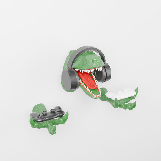 Velociraptor Head Wall Mount with Arms – Dinosaur Headset & Controller Holder - Northern Foundry