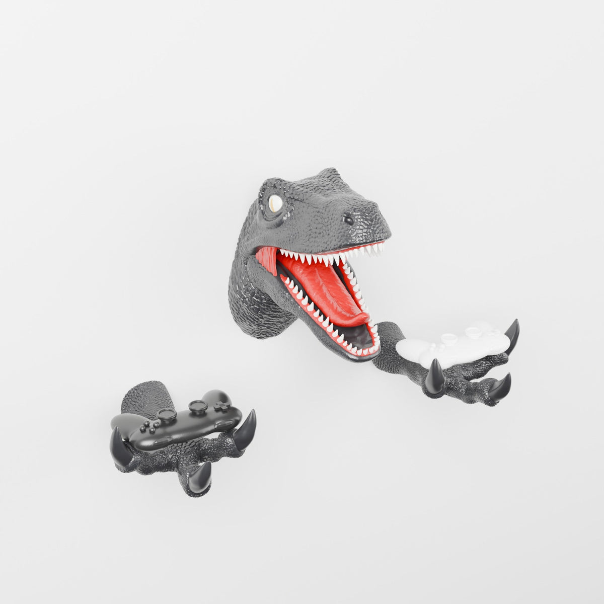 Velociraptor Head Wall Mount with Arms – Dinosaur Headset & Controller Holder - Northern Foundry