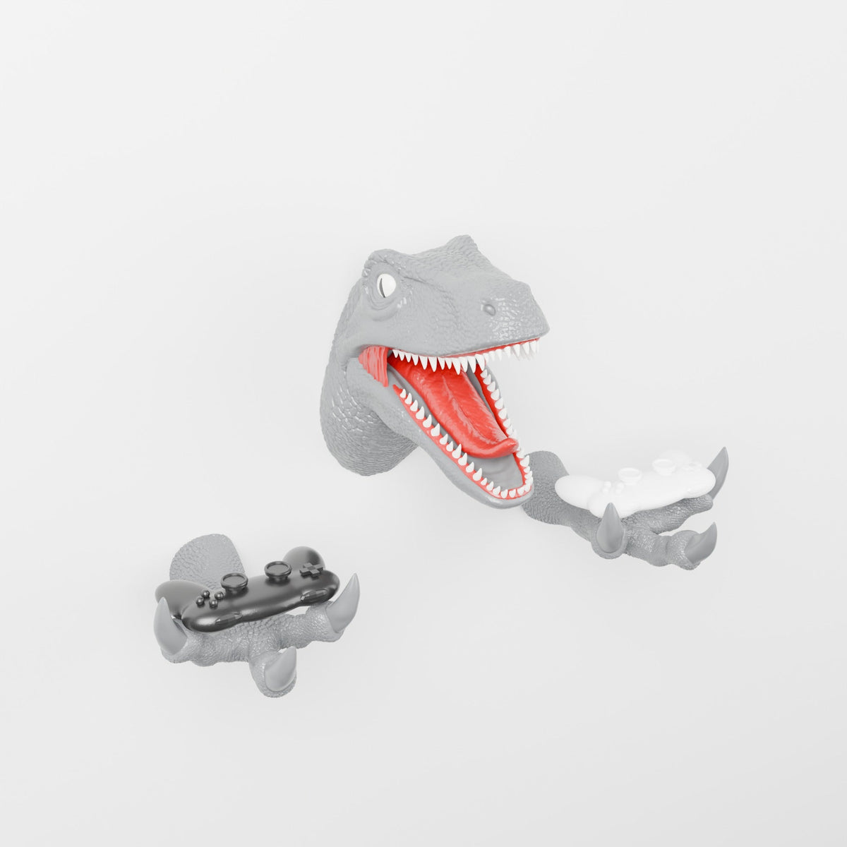Velociraptor Head Wall Mount with Arms – Dinosaur Headset & Controller Holder - Northern Foundry