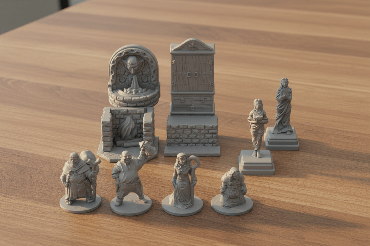 Village Furniture & NPC Mega Set | 28mm Scale Tavern House Interior Decor | RPG Scatter Terrain Dragonshire - Northern Foundry