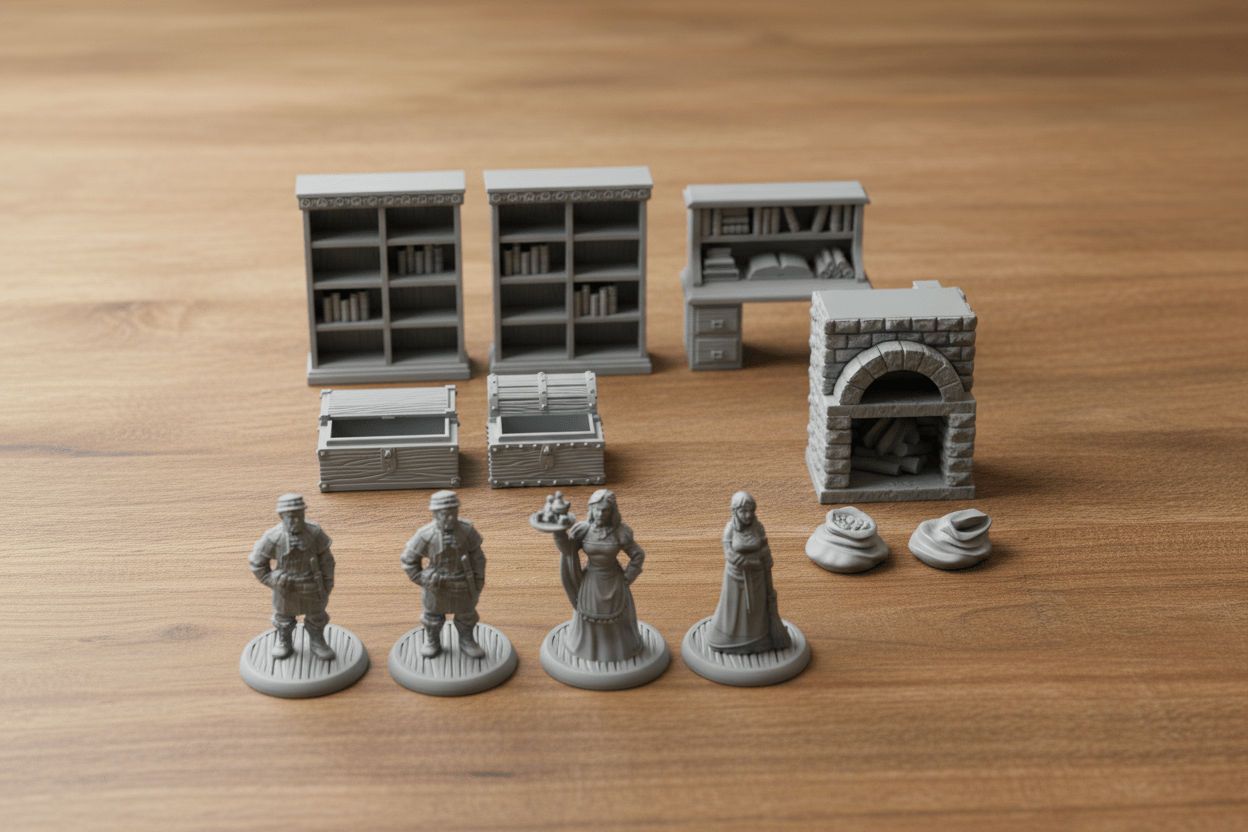 Village Furniture & NPC Mega Set | 28mm Scale Tavern House Interior Decor | RPG Scatter Terrain Dragonshire - Northern Foundry