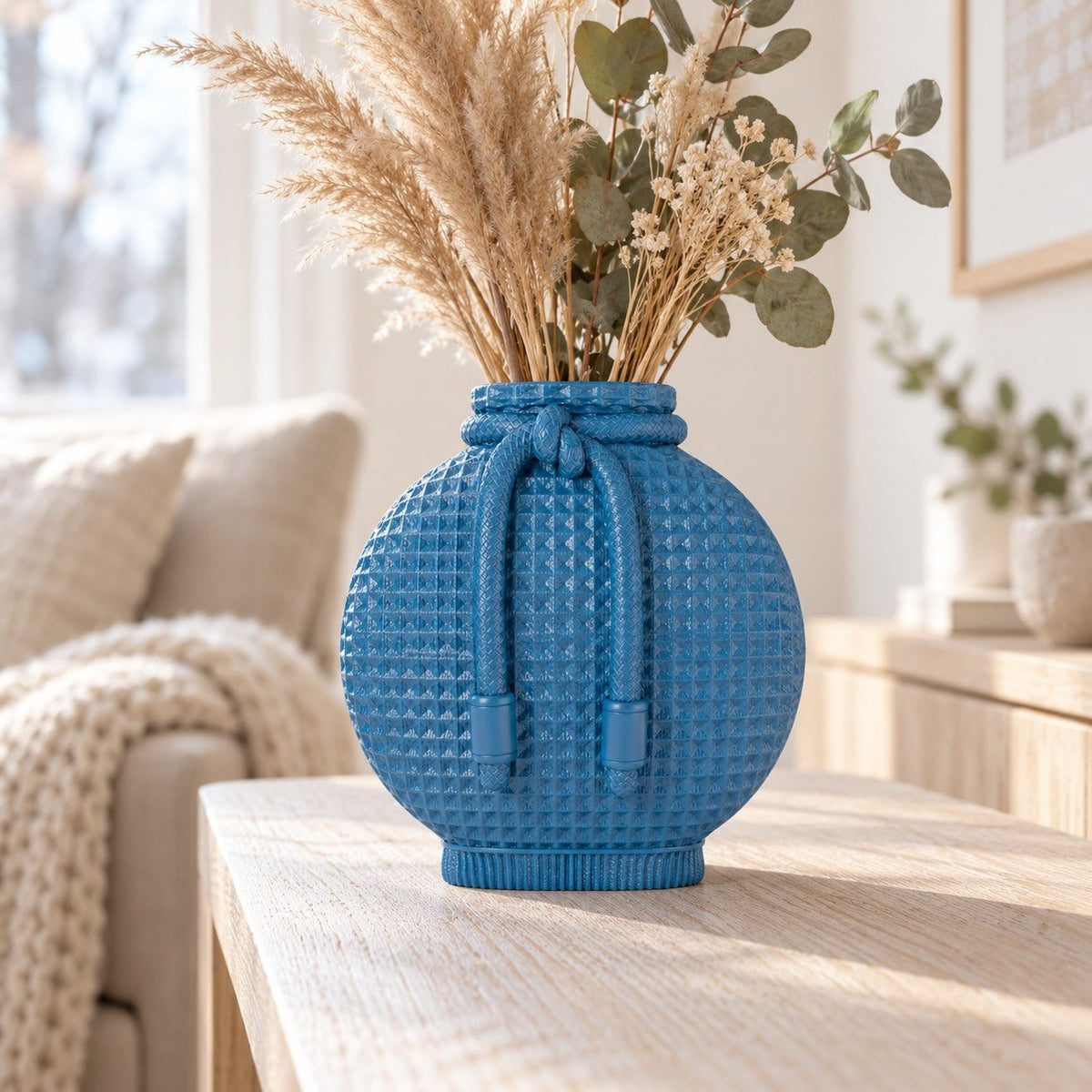 Waffle Knit Vase – Drawstring Pouch Textured Flower Vase - Northern Foundry