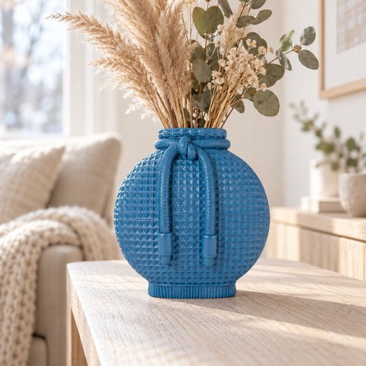 Waffle Knit Vase – Drawstring Pouch Textured Flower Vase - Northern Foundry