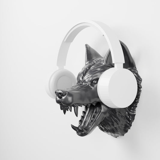 Wolf Head Wall Mount – Snarling Wolf Headset Holder - Northern Foundry