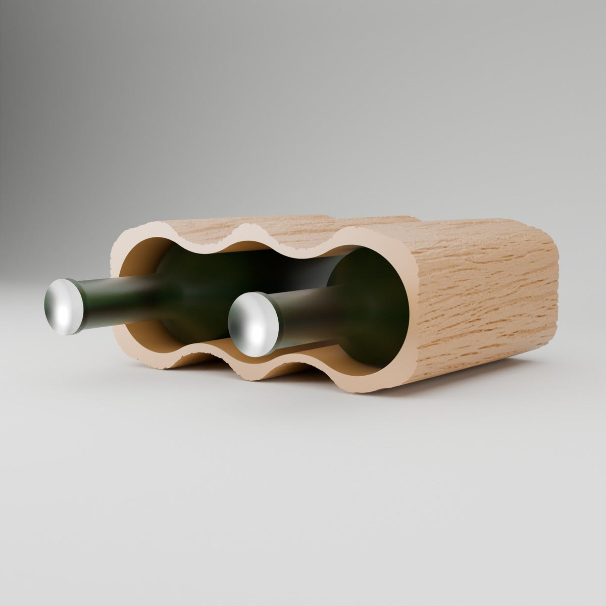 Wood Grain Wine Rack – Stackable 2 Bottle Countertop Wine Holder with Bark Texture - Northern Foundry
