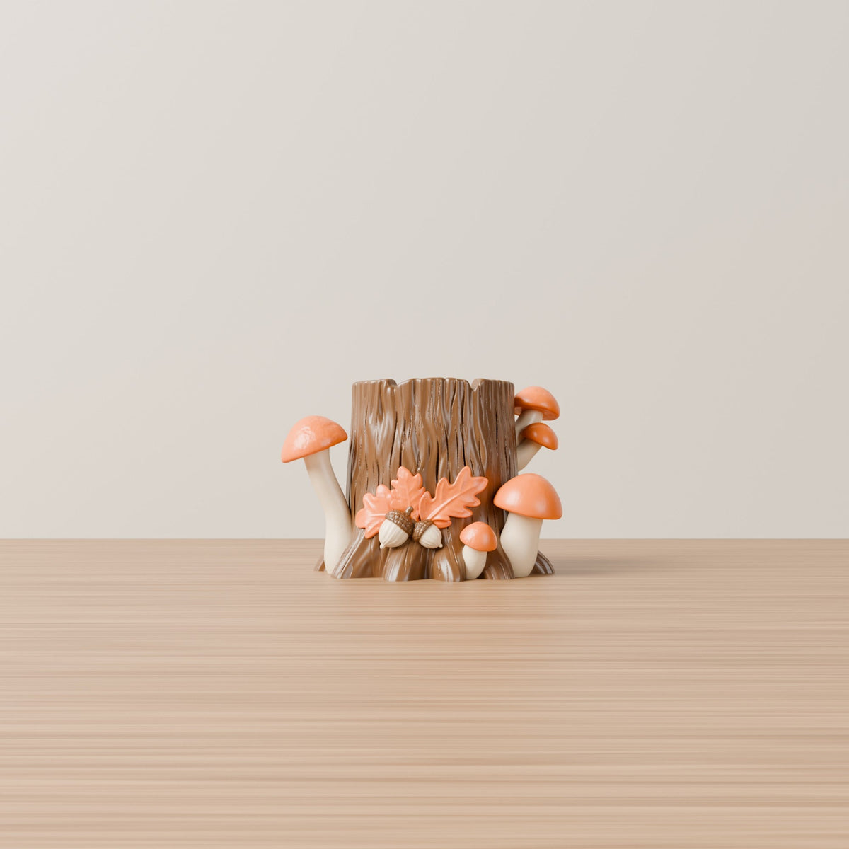 Woodland Stump Pen Holder – Tree Stump Desk Organizer with Mushrooms - Northern Foundry